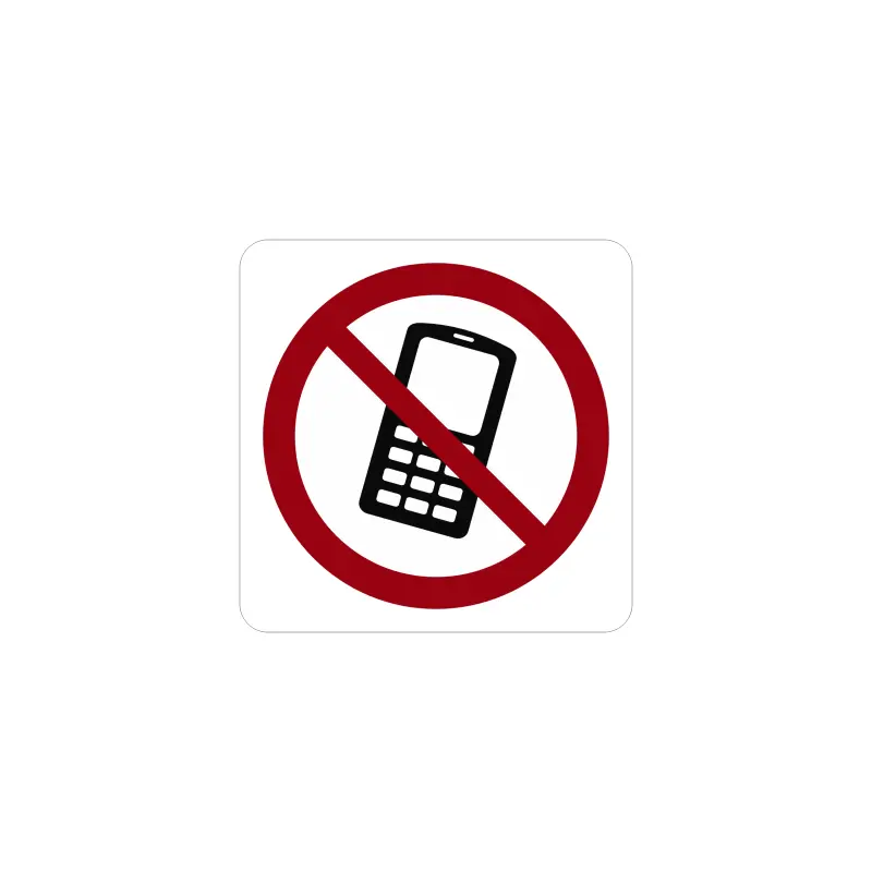 Interzis telefoane, autocolant, dimensiune 90x90 mm, model 039